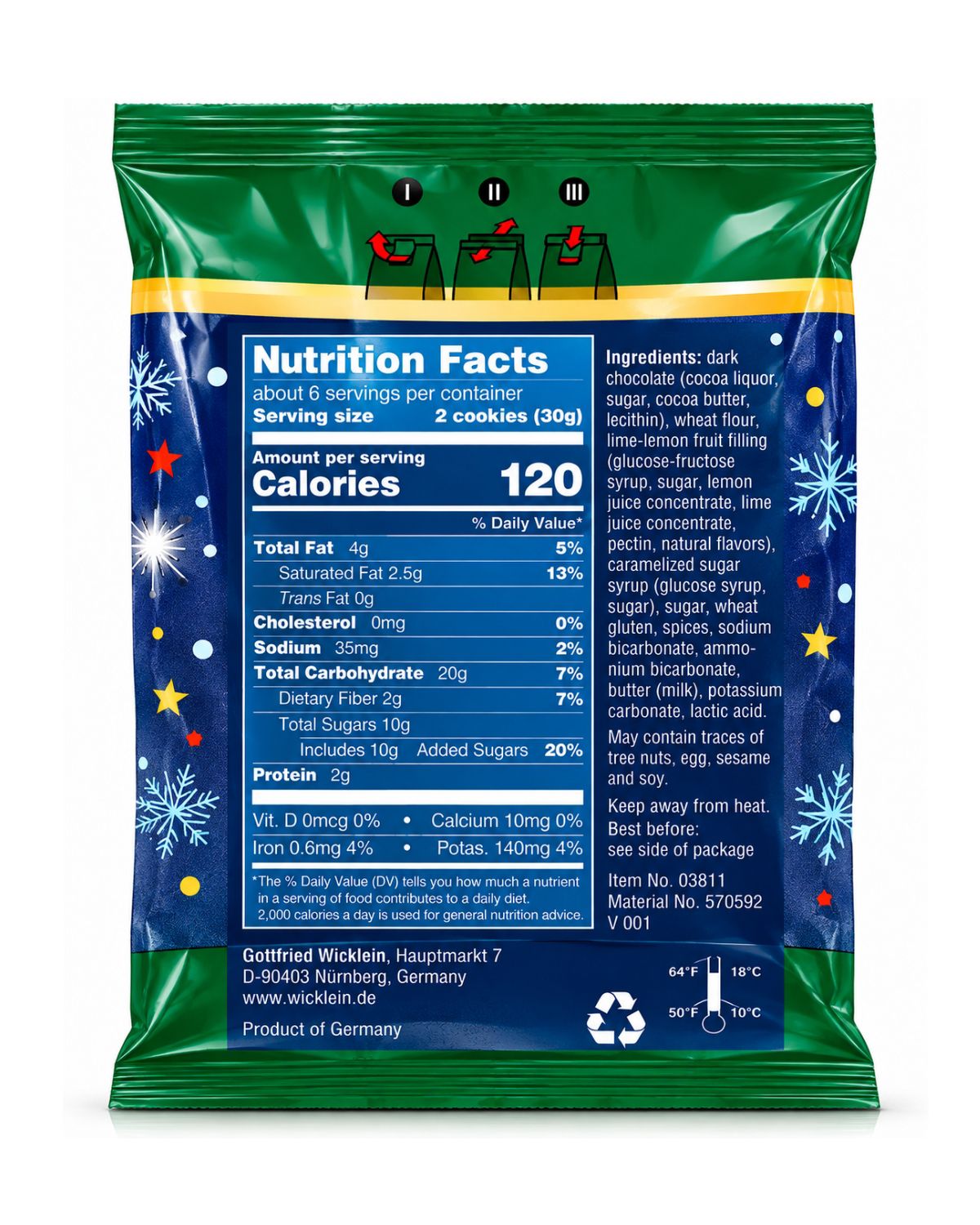 Wicklein Dark Chocolate Citrus Filled Gingerbread Cookies 7.05 Oz