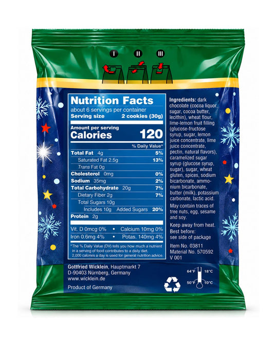 Wicklein Dark Chocolate Citrus Filled Gingerbread Cookies 7.05 Oz