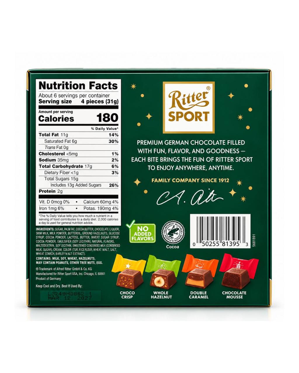 Ritter Sport Holiday Choco Cubes Box 6.04 Oz
