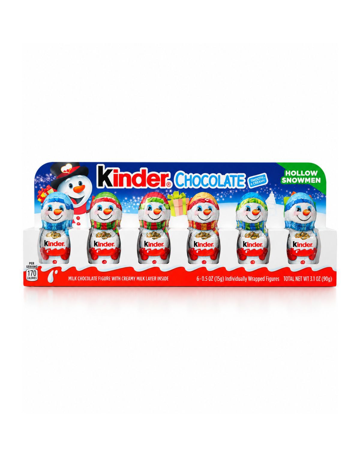 Kinder Milk Chocolate Hollow Snowmen 6 Pack 3.2 Oz