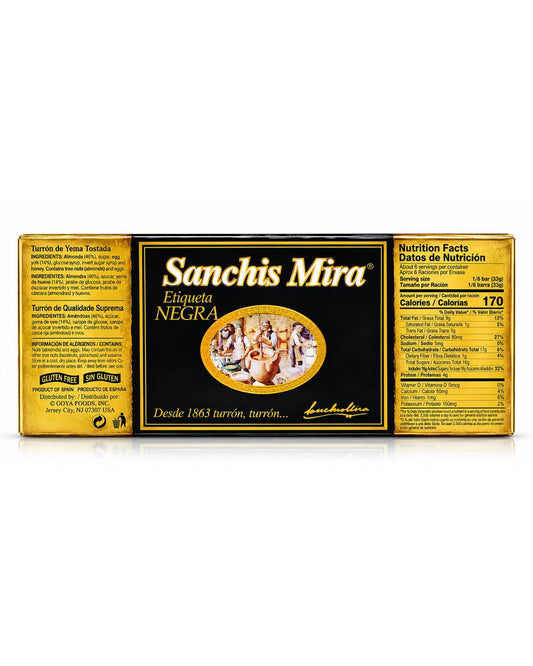 Sanchis Mira Etiqueta Negra Toasted Egg Yolk Turrón – Spanish Christmas Nougat 7 oz (200 g)