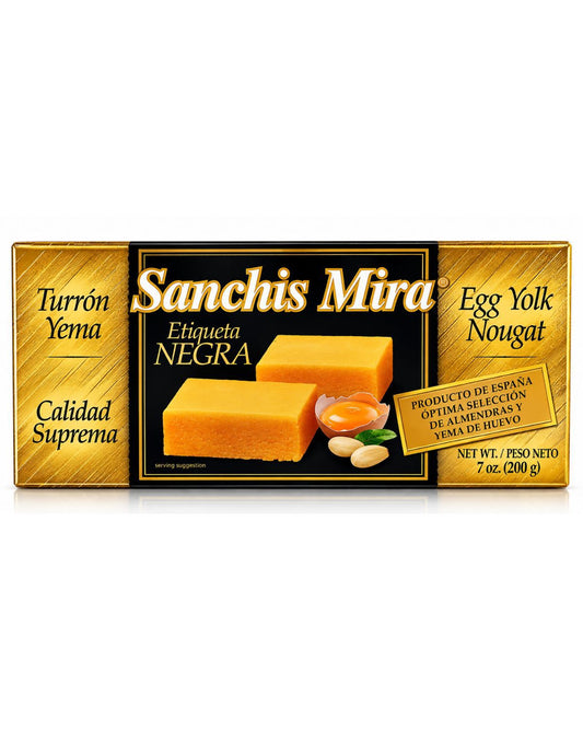Sanchis Mira Etiqueta Negra Toasted Egg Yolk Turrón – Spanish Christmas Nougat 7 oz (200 g)