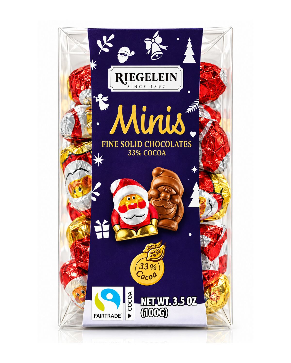 Riegelein Mini Solid Santas in Gift Box 3.5 Oz