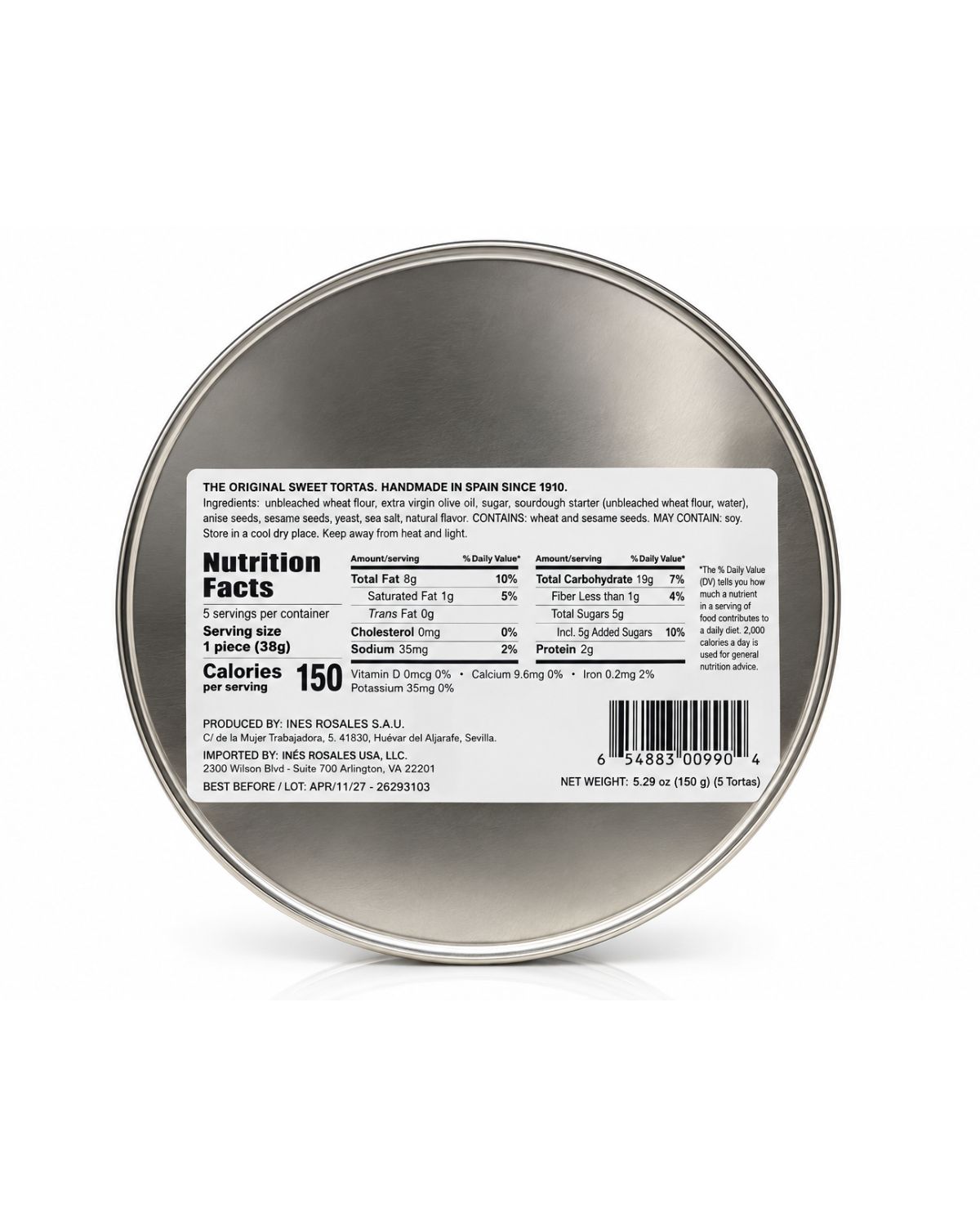 Ines Rosales Sweet Olive Tortas Gift Tin 150 G