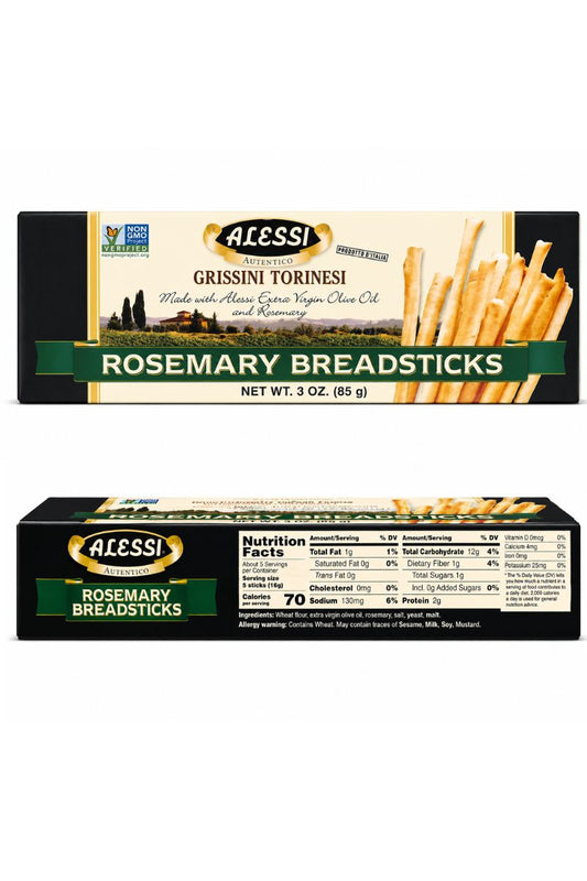 Alessi Grissini Torinesi Rosemary Breadsticks | Authentic Italian 3 oz