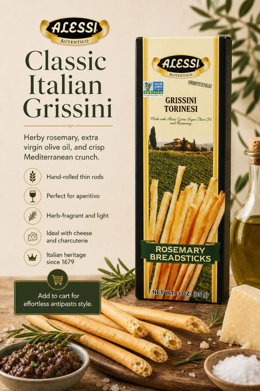 Alessi Grissini Torinesi Rosemary Breadsticks | Authentic Italian 3 oz