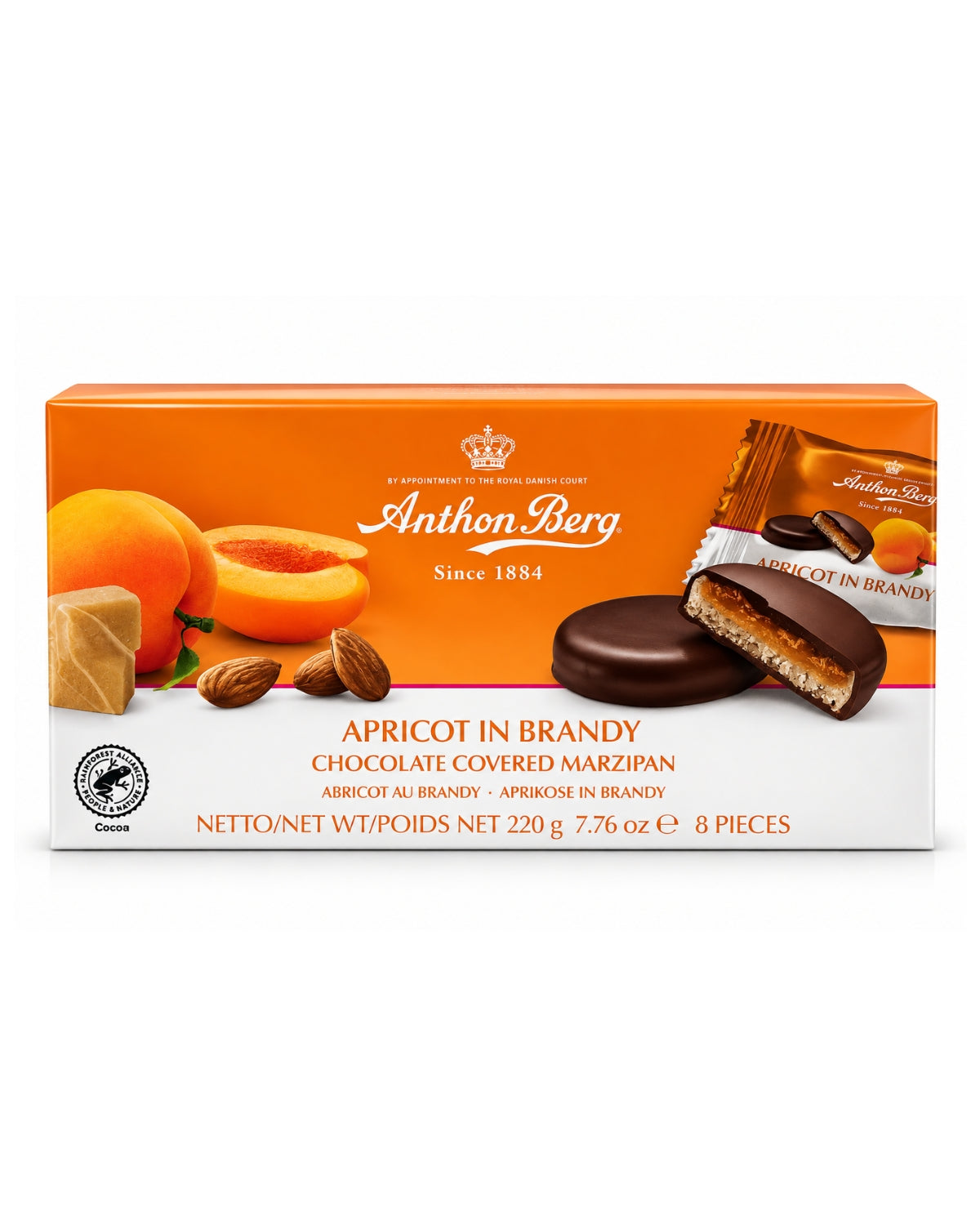 Anthon Berg Apricot in Brandy – Dark Chocolate Marzipan Treats, 7.76 oz