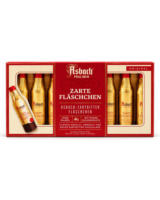 Asbach Original Brandy-Filled Dark Chocolate Bottles – 8 Pieces (3.5 oz / 100 g)