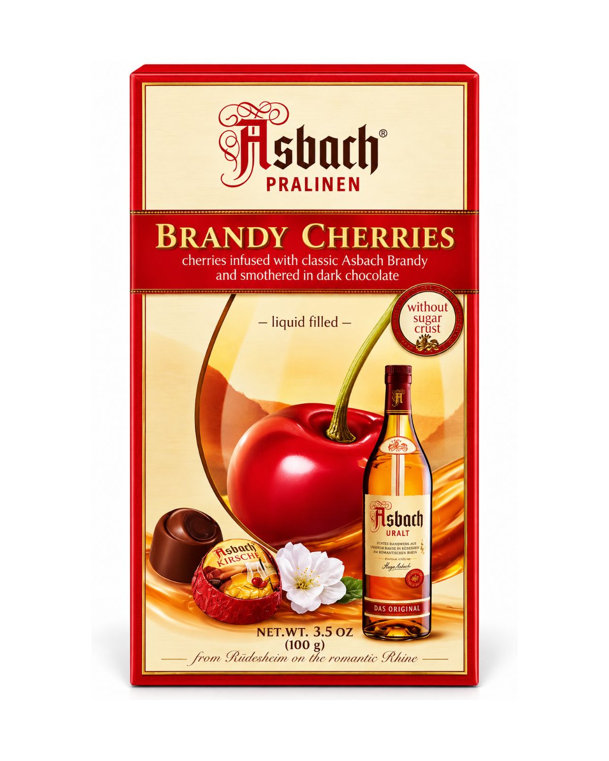Asbach Brandy Cherries – Dark Chocolate-Covered Brandy-Filled Cherries, 3.5 oz (100 g)