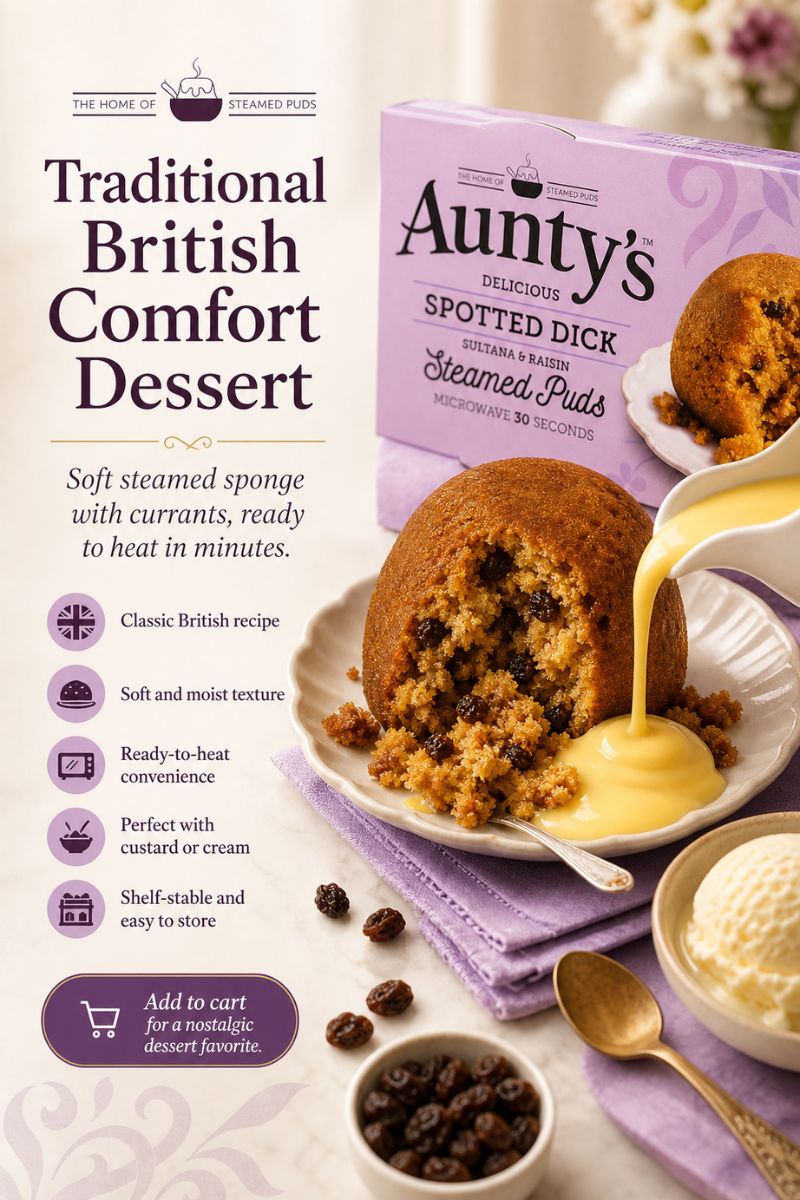 Aunty's Spotted Dick Steamed Pudding