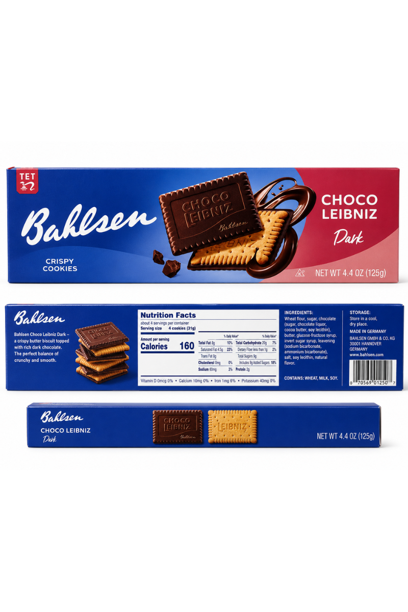 Bahlsen Choco Leibniz Dark Chocolate Biscuits | Crispy German Cookies 4.4 oz