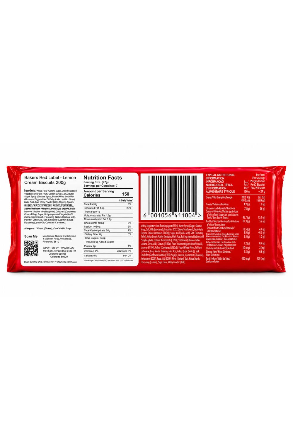 Bakers Red Label Lemon Cream Biscuits, 200 g