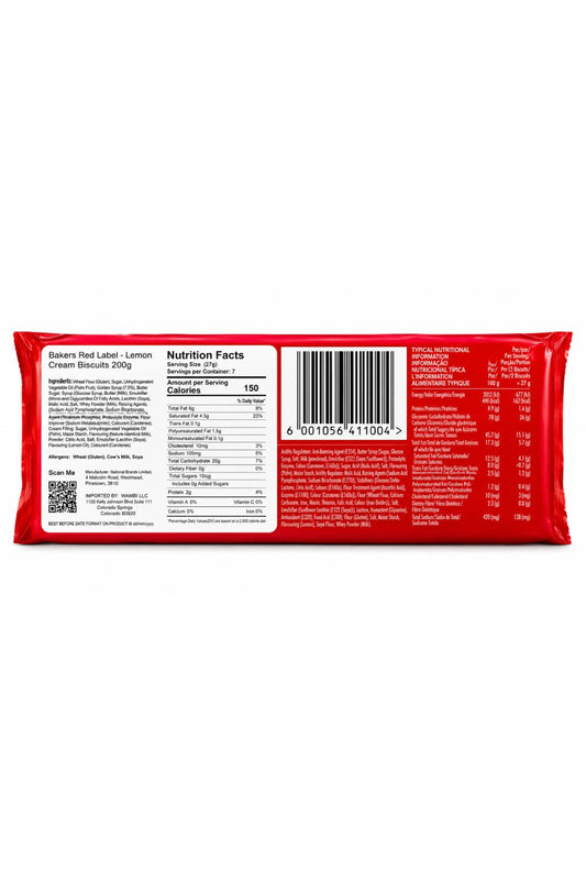 Bakers Red Label Lemon Cream Biscuits, 200 g