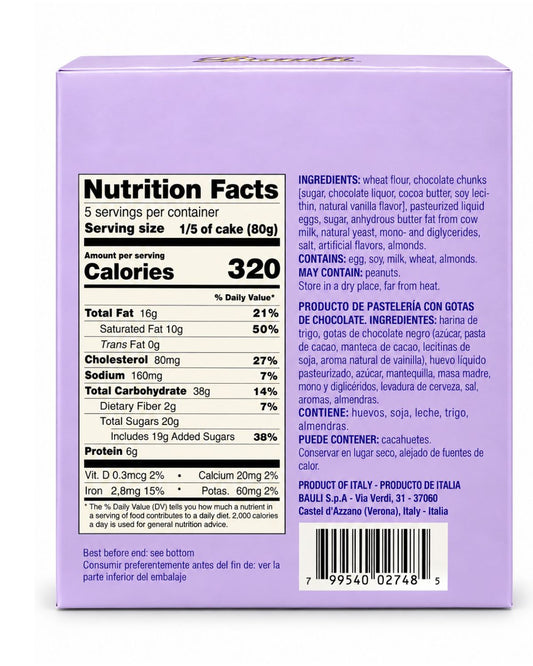 Bauli Chocolate Chip Panettone 470g ingredients nutrition and UPC