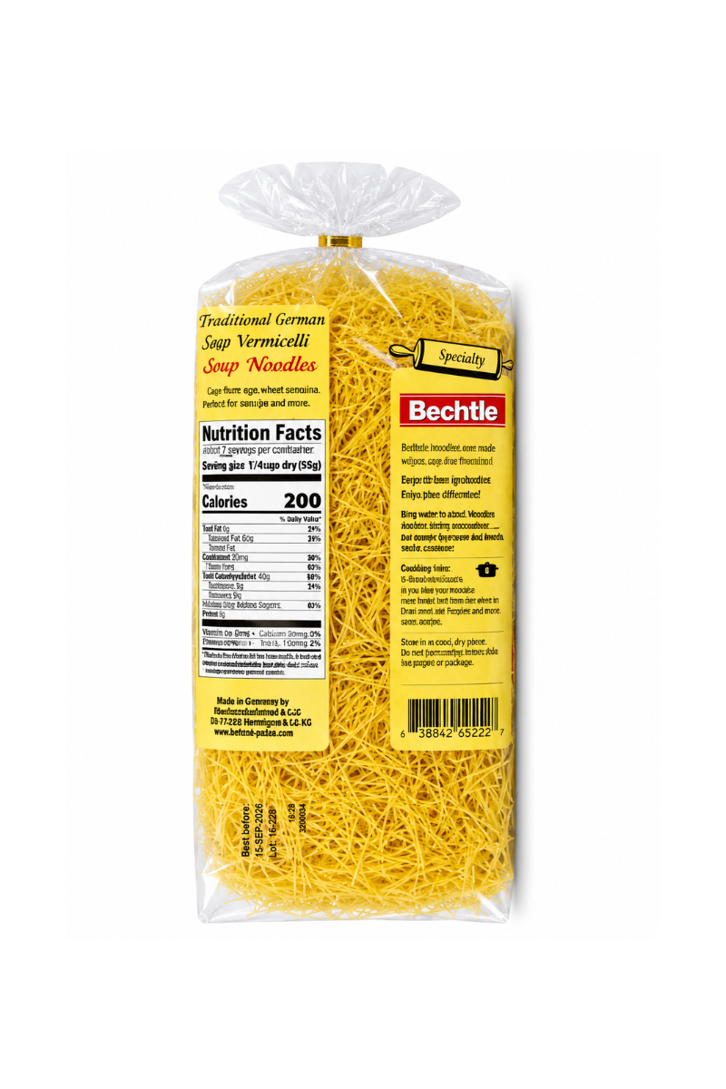 Bechtle Traditional German Egg Vermicelli Soup Noodles – Cage-Free Eggs, 17.6 oz