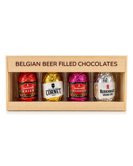 Chocobeer Belgian Beer-Filled Chocolates – 12-Piece Wooden Gift Crate