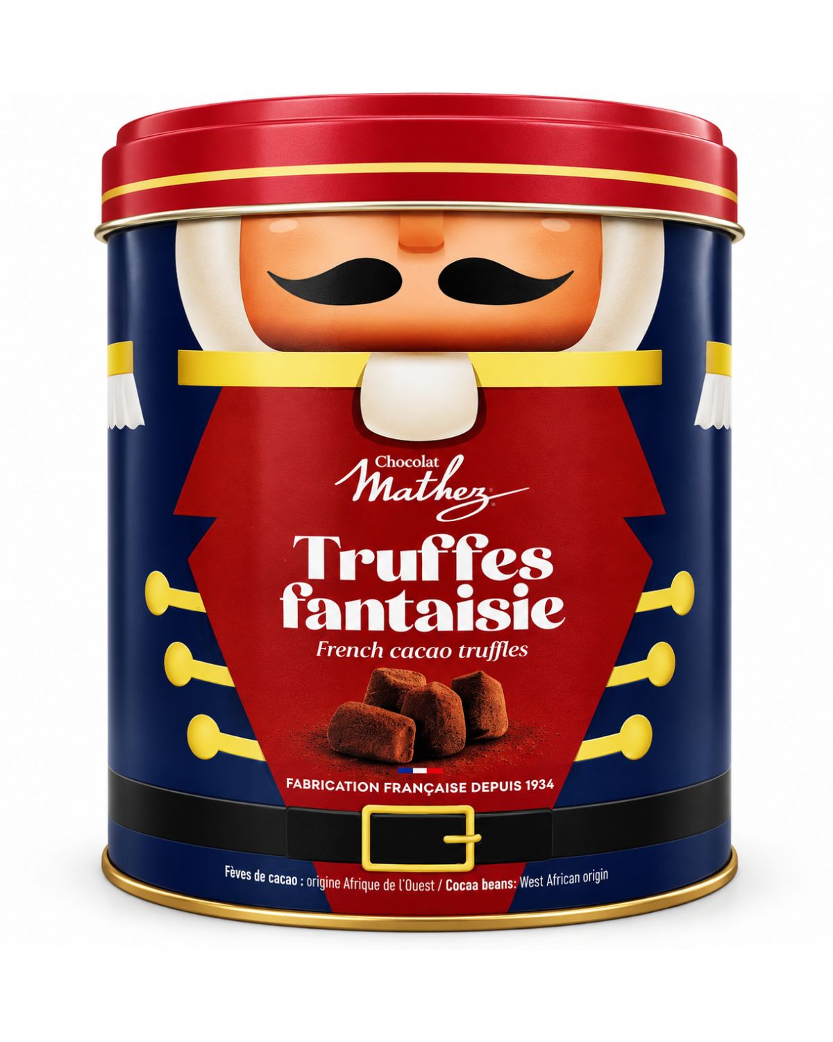 Chocolat Mathez French Cocoa Truffles – Nutcracker Christmas Gift Tin, 8.8 oz (250 g)