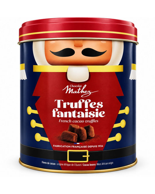 Chocolat Mathez French Cocoa Truffles – Nutcracker Christmas Gift Tin, 8.8 oz (250 g)
