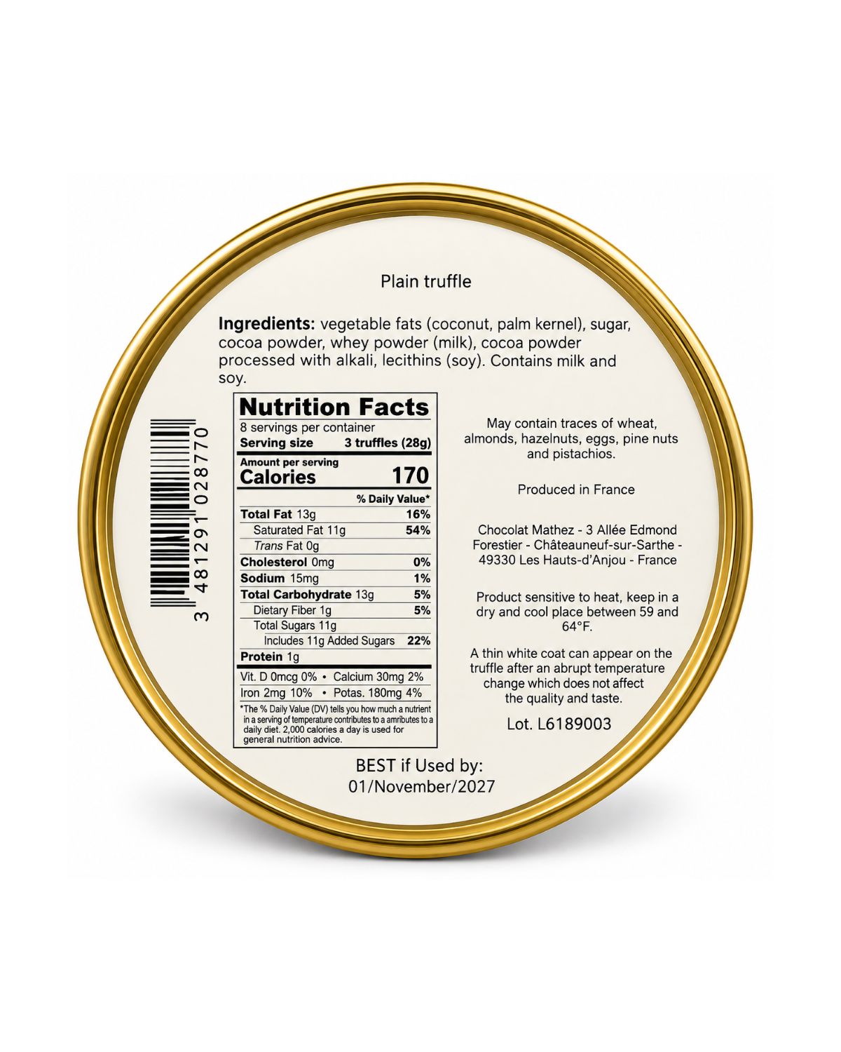 Chocolat Mathez French Cocoa Truffles – Nutcracker Christmas Gift Tin, 8.8 oz (250 g)