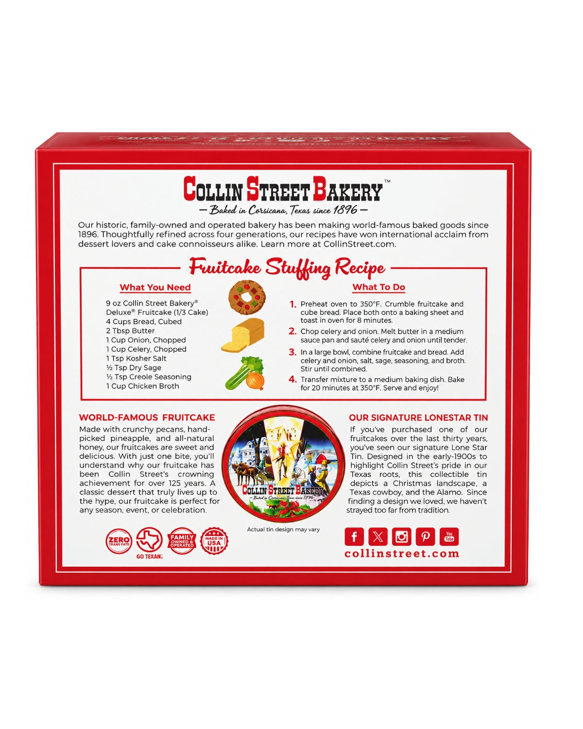 Collin Street Bakery DeLuxe Fruitcake 1lb 14 oz (850)g