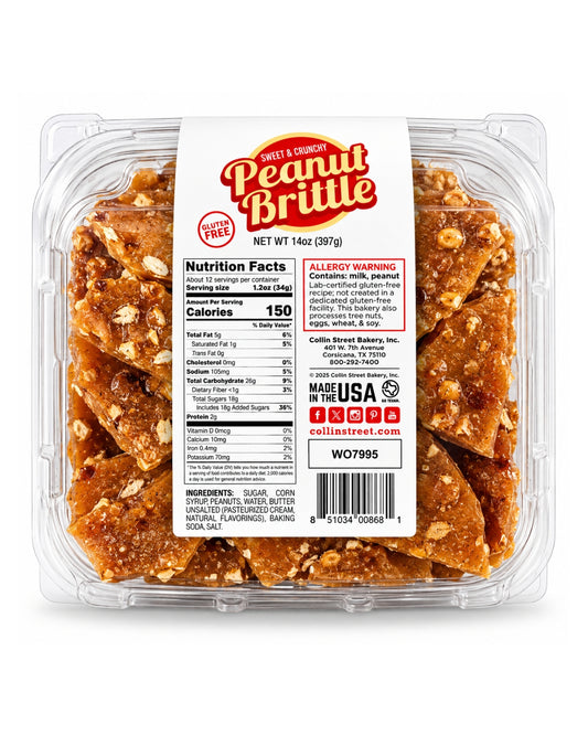 Collin Street Bakery Peanut Brittle 14 oz – Sweet & Crunchy Gluten-Free Candy