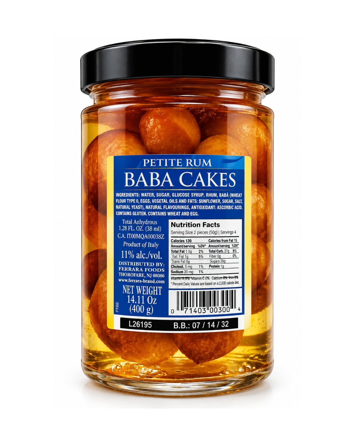 Ferrara Petite Rum Baba Cakes in Syrup – 14.11 oz Jar