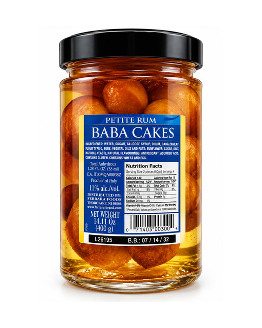 Ferrara Petite Rum Baba Cakes in Syrup – 14.11 oz Jar