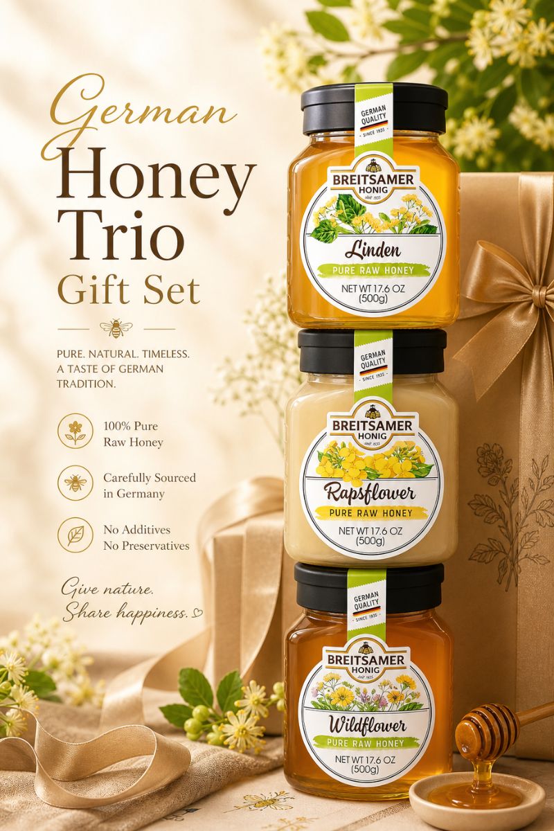 German Honey Trio Gift Set – Premium Raw Honey Collection