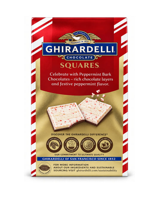 Ghirardelli Peppermint Bark Squares 7.9 oz (224.2 g) – Limited Edition Holiday Chocolate