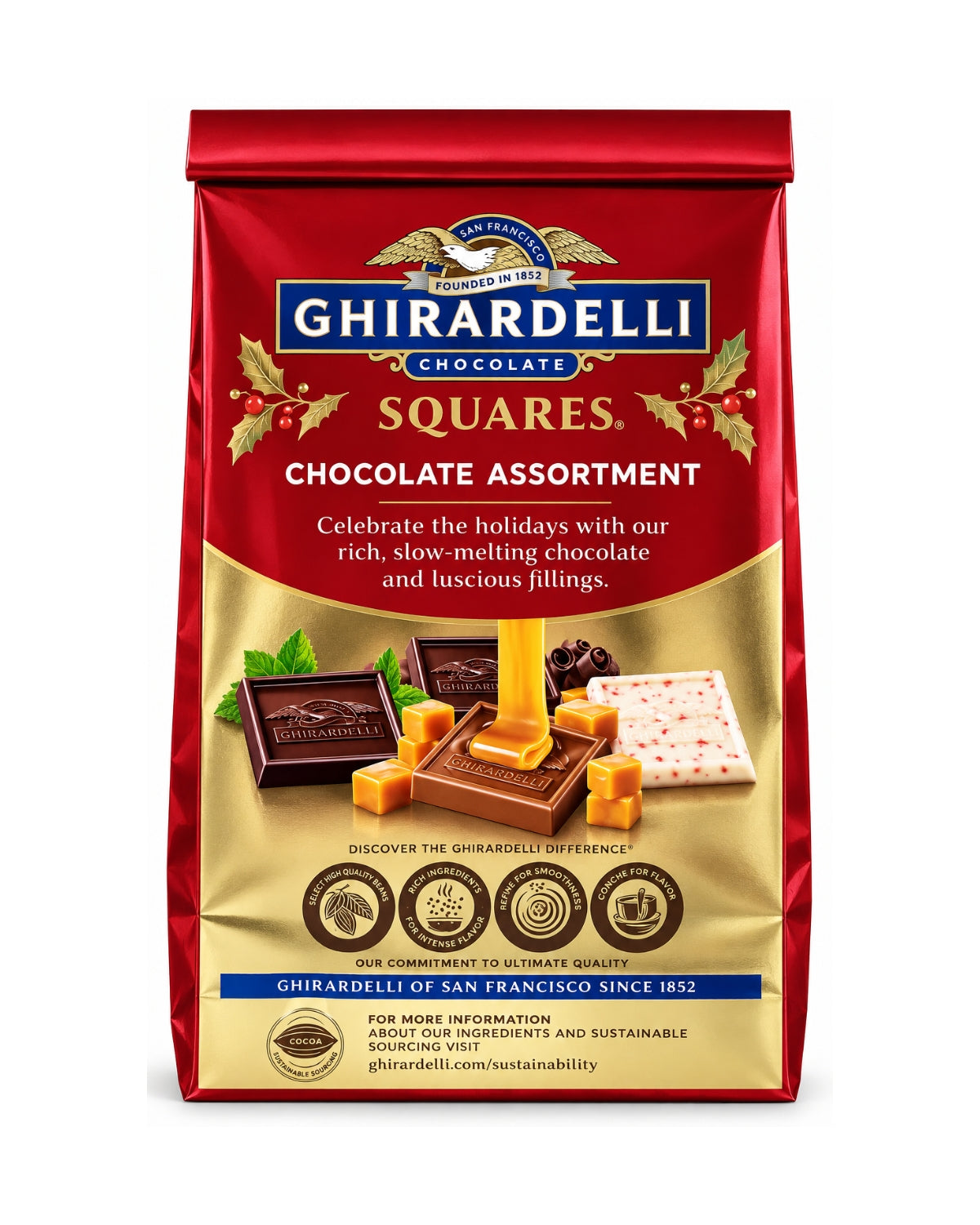 Ghirardelli Squares Holiday Chocolate Assortment 12 oz (341.6 g) – Limited Edition Christmas Gift