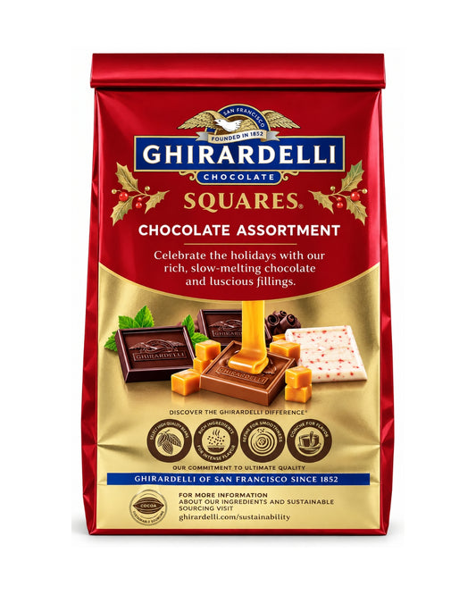 Ghirardelli Squares Holiday Chocolate Assortment 12 oz (341.6 g) – Limited Edition Christmas Gift