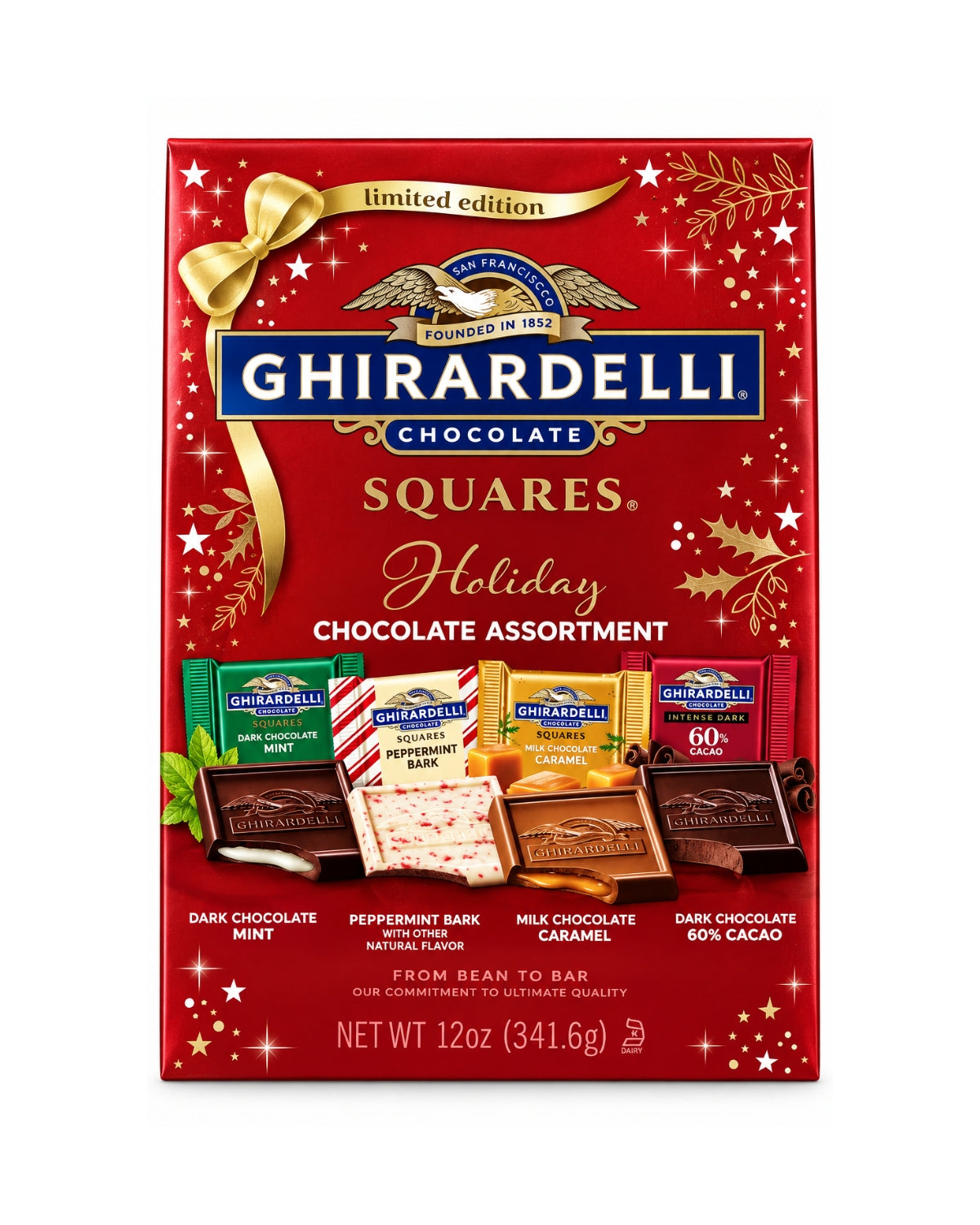 Ghirardelli Squares Holiday Chocolate Assortment 12 oz (341.6 g) – Limited Edition Christmas Gift