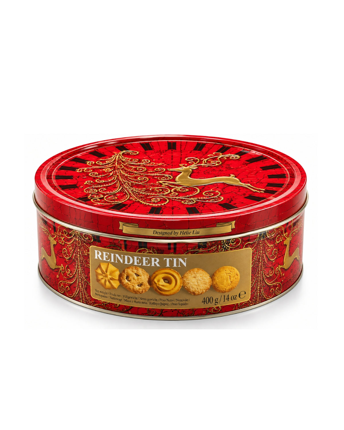 Jacobsens Gold Reindeer Butter Cookies Gift Tin – Christmas, 14.1 oz