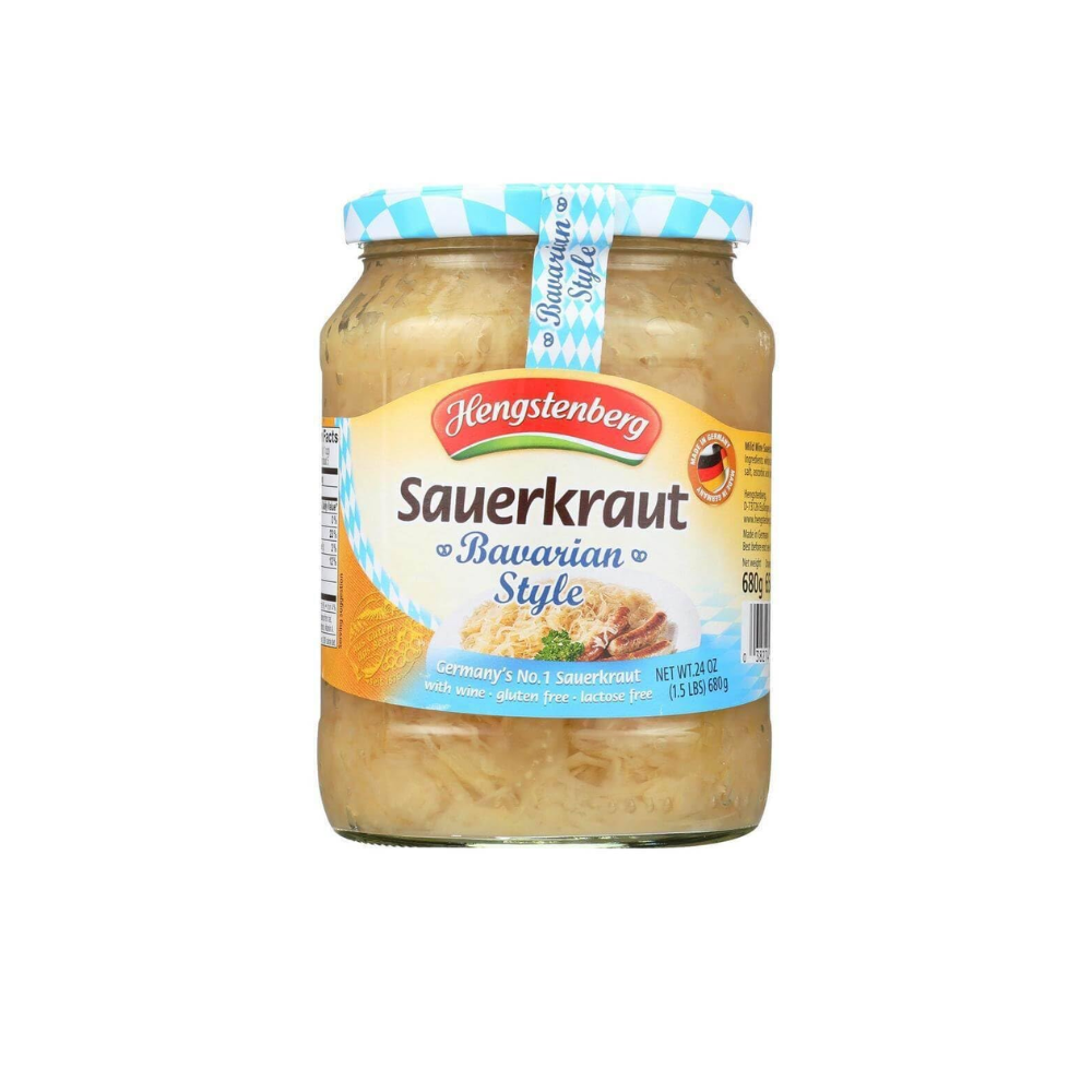 Hengstenberg Bavarian Wine Sauerkraut jar, 24.3oz, made in Germany with white wine fermentation
