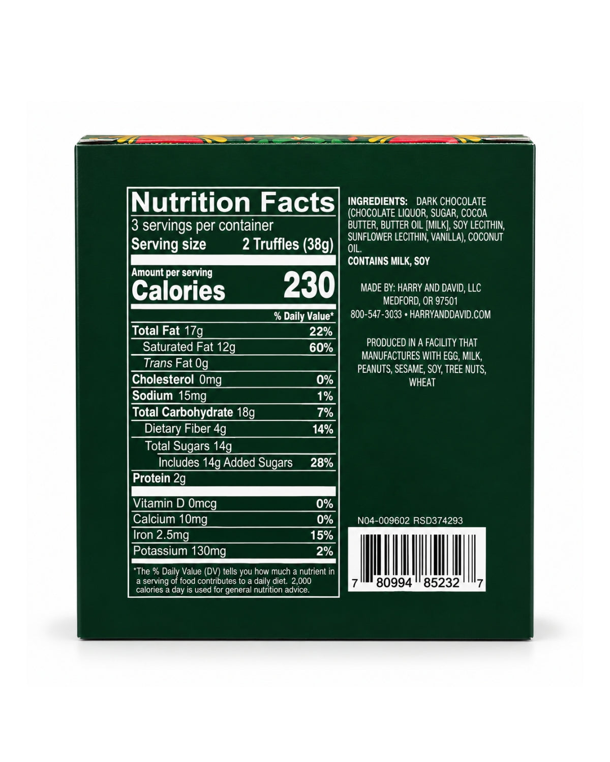 Harry & David Dark Chocolate Truffles 4 oz (113 g)