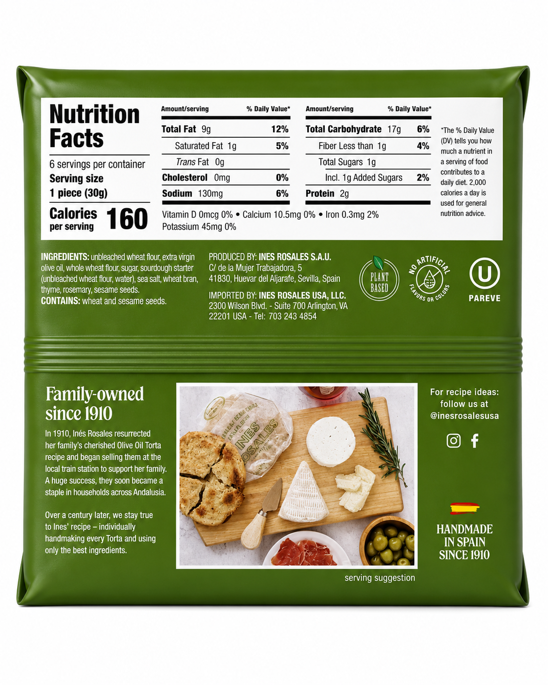 Ines Rosales Rosemary Thyme Savory Tortas 6.34 oz (180 g)