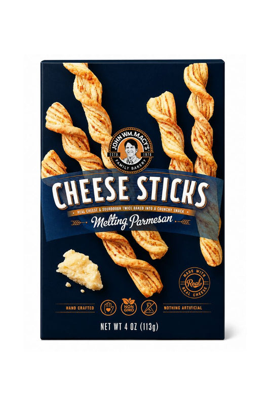 John Wm. Macy's CheeseSticks Melting Parmesan 4 oz — twice-baked sourdough snack