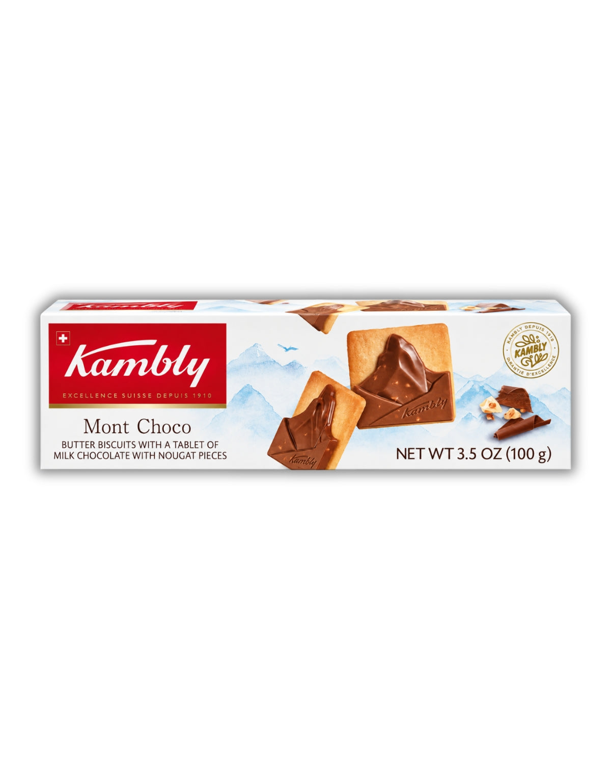 Kambly Mont Choco Swiss Butter Biscuits with Milk Chocolate & Nougat – 3.5 oz (100 g)
