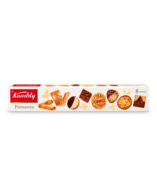 Kambly Primavera Swiss Assorted Biscuits Gift Box – 8 Varieties, 6.17 oz (175 g)