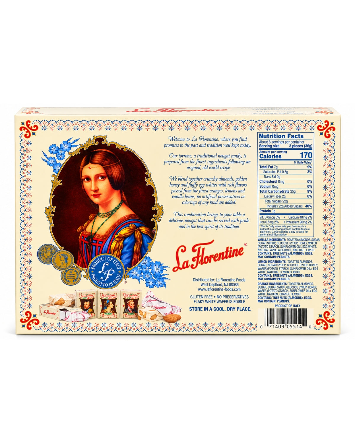 La Florentine Traditional Torrone Assortment – 18 Pieces, 7.62 oz
