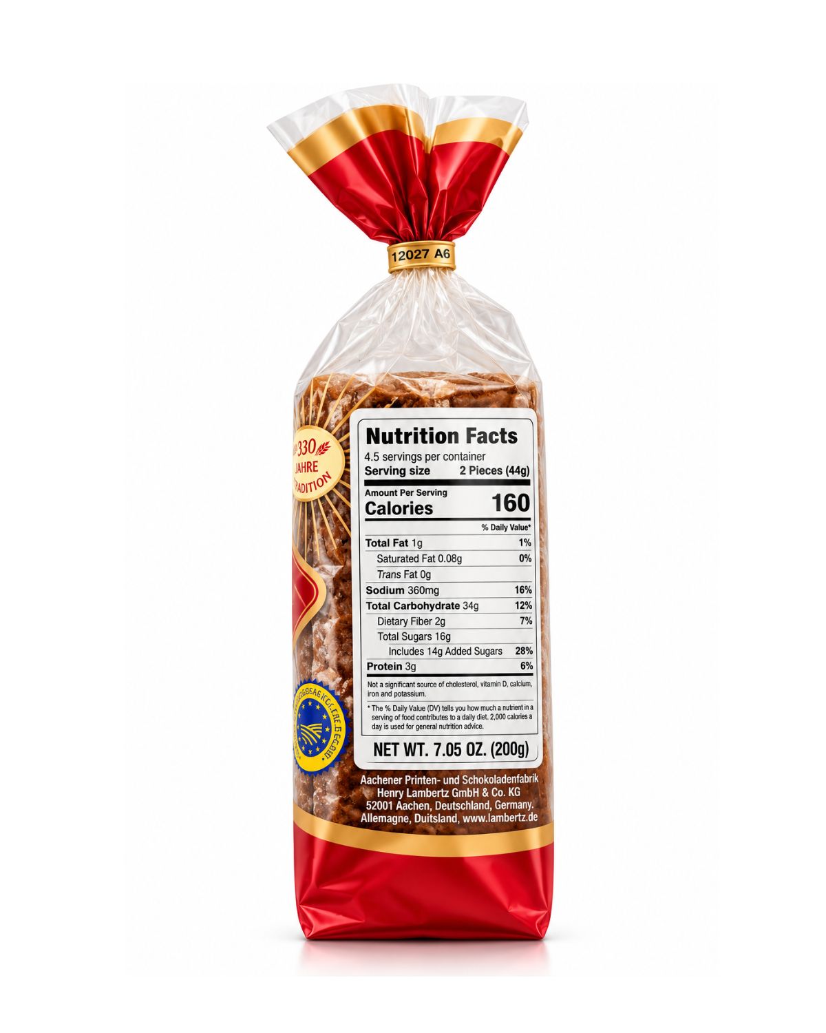 Lambertz Aachener Kräuter Printen ingredients and UPC