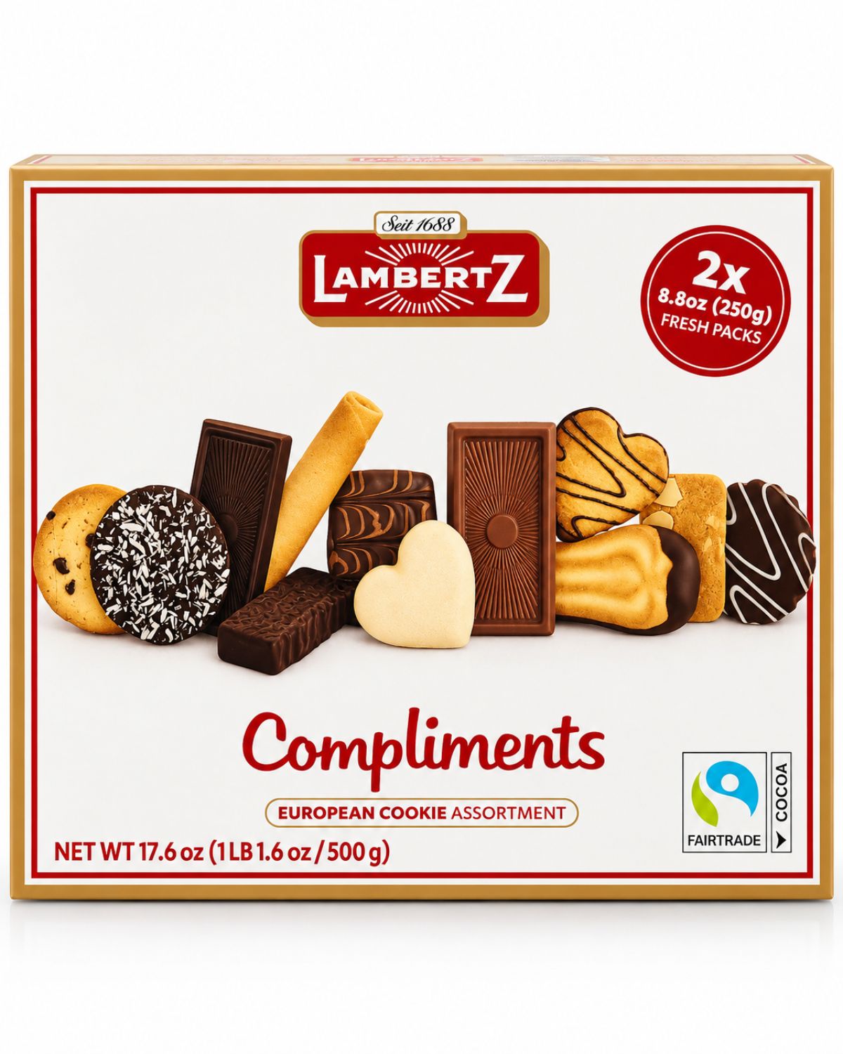 Lambertz Compliments Assorted German Cookies Gift Box – 17.6 oz (500 g)