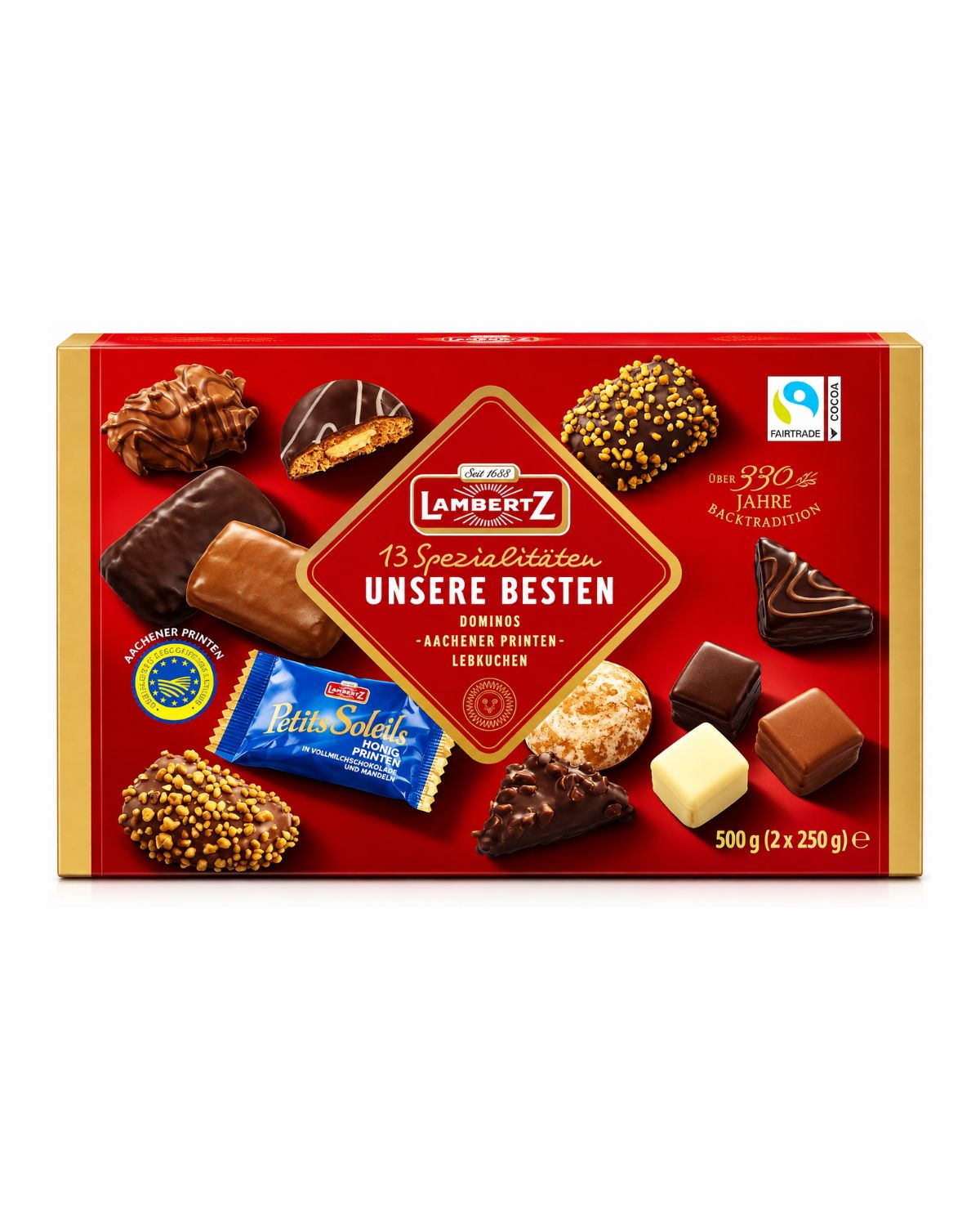 Lambertz Unsere Besten – 13 German Gingerbread & Chocolate Specialties Gift Box, 17.6 oz (500 g)