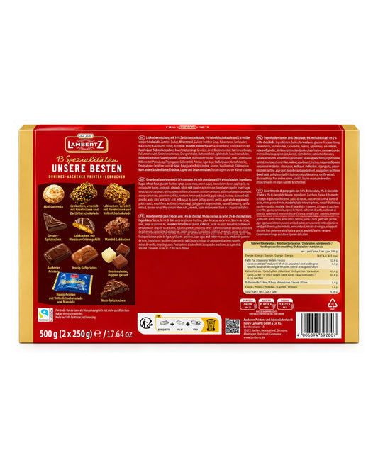 Lambertz Unsere Besten – 13 German Gingerbread & Chocolate Specialties Gift Box, 17.6 oz (500 g)