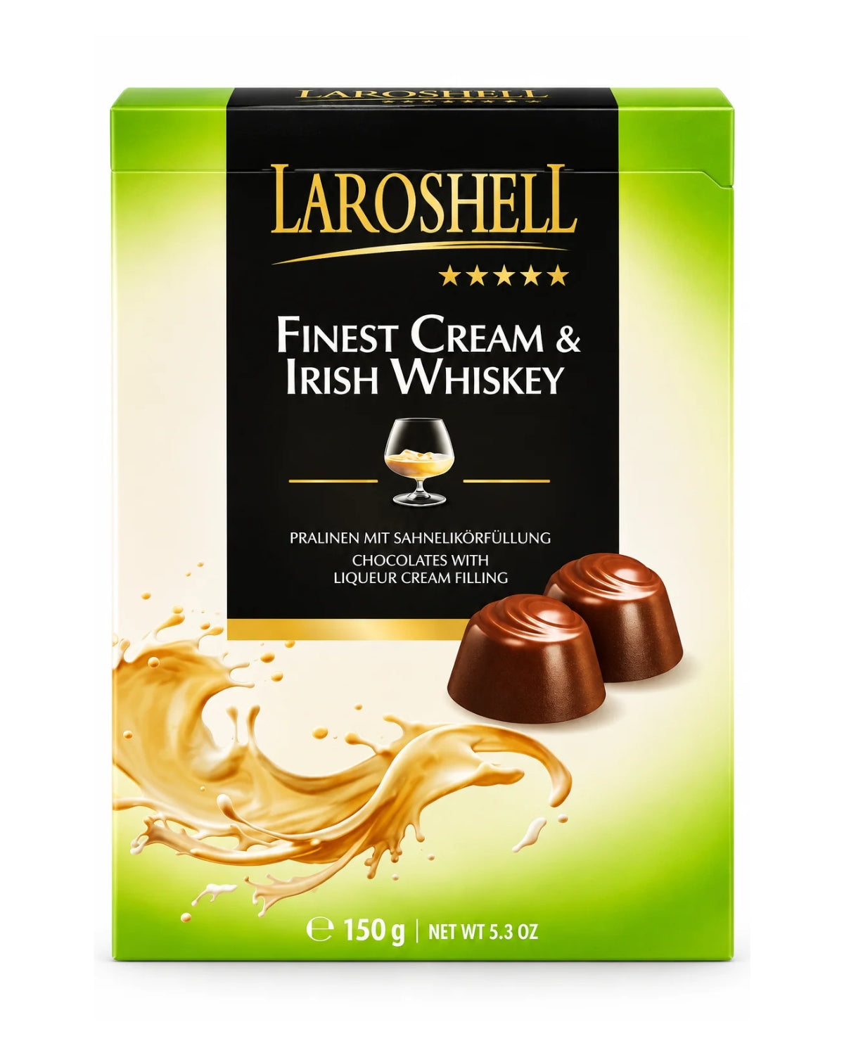 Laroshell Finest Cream & Irish Whiskey Filled Chocolates – 5.3 oz (150 g)