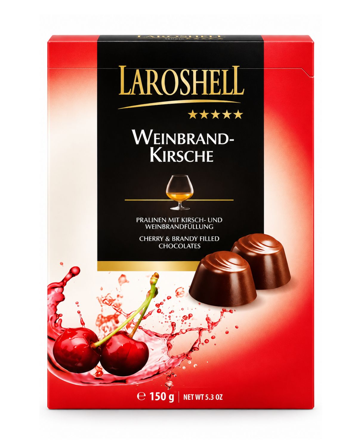 Laroshell Weinbrand-Kirsche Cherry & Brandy Filled Chocolates – 5.3 oz (150 g)