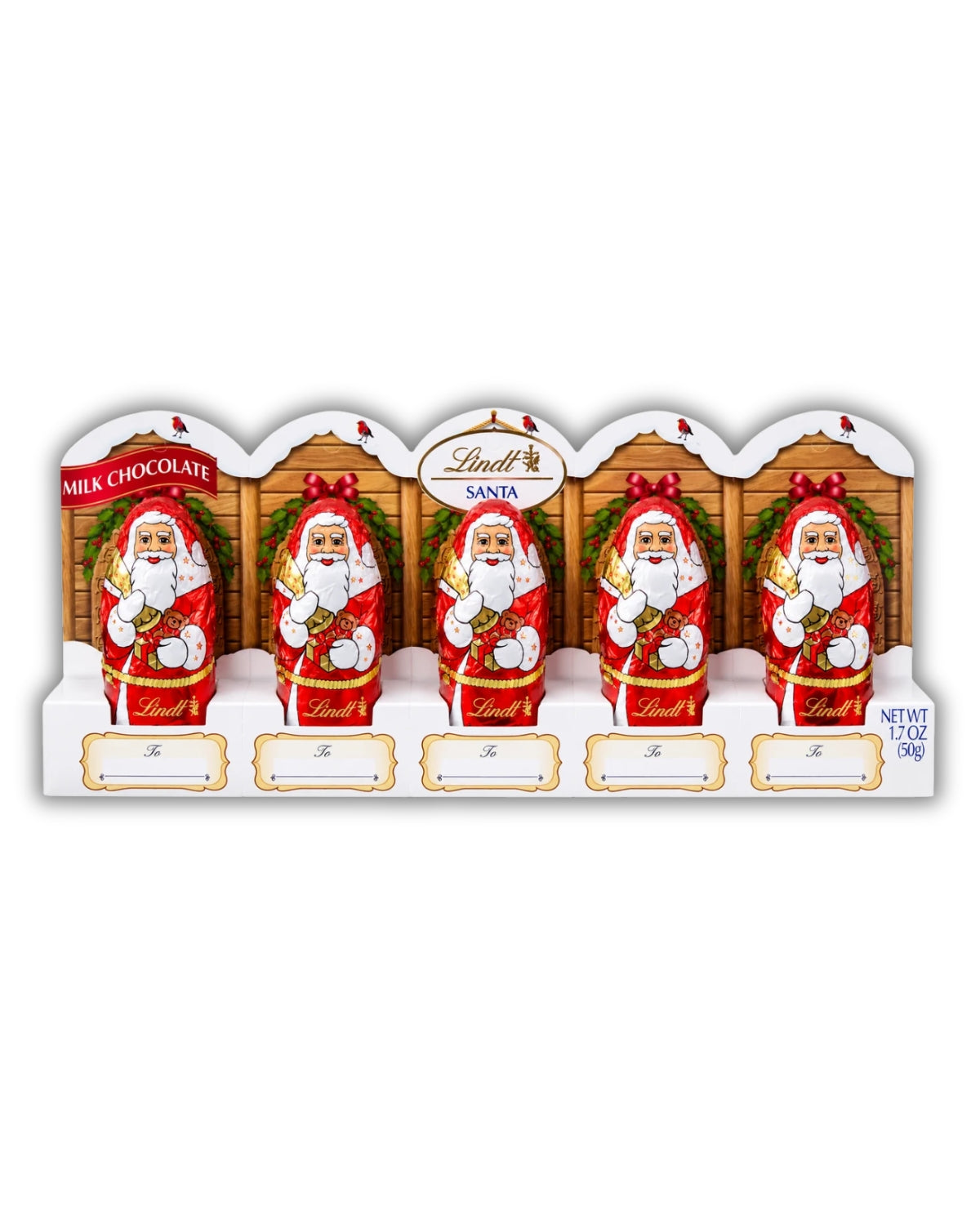 Lindt Milk Chocolate Santa 5-Pack Gift Set, 1.7 oz each
