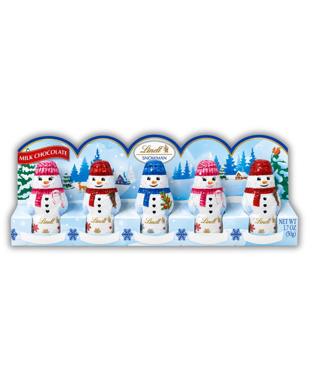 Lindt Mini Milk Chocolate Snowman 5-Pack, 1.7 oz