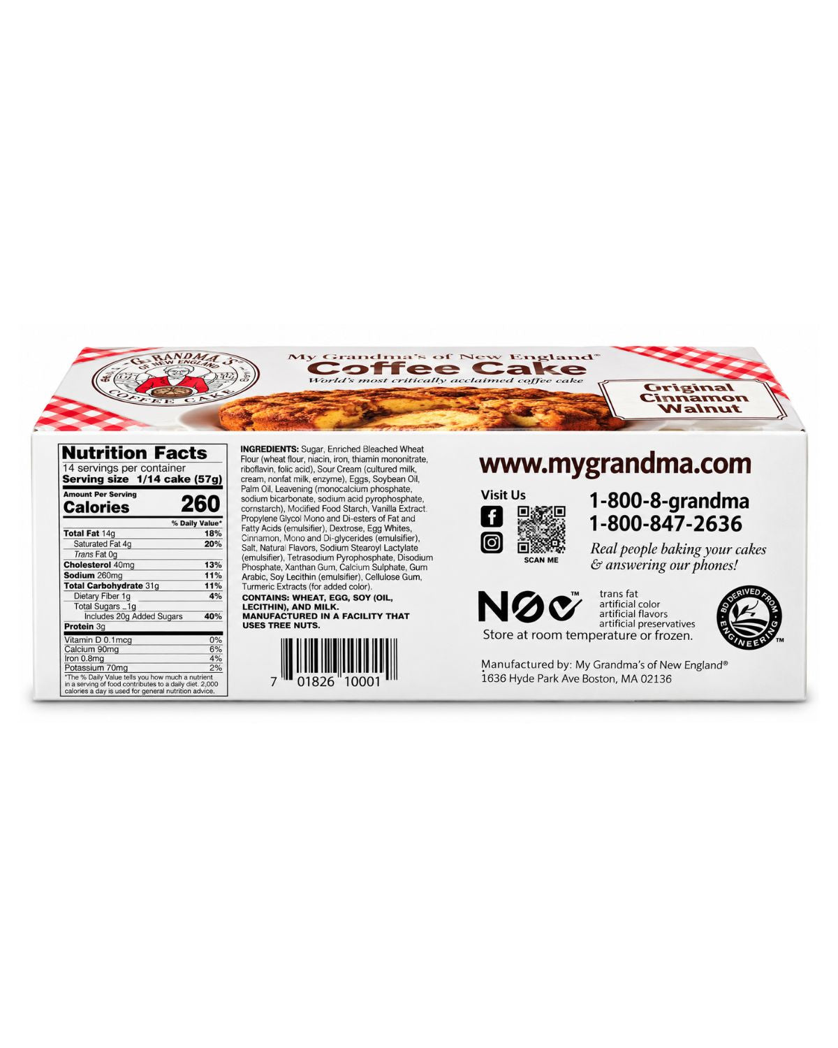 My Grandma's of New England Original Cinnamon Walnut Coffee Cake 28 oz (794 g)