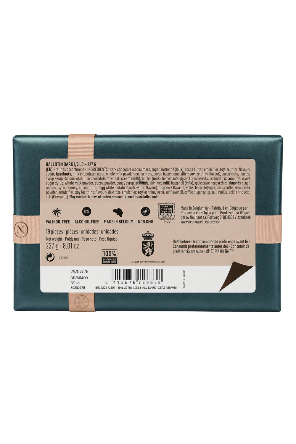 Neuhaus Dark Ballotin Chocolates 1/2 Lb,19 pc